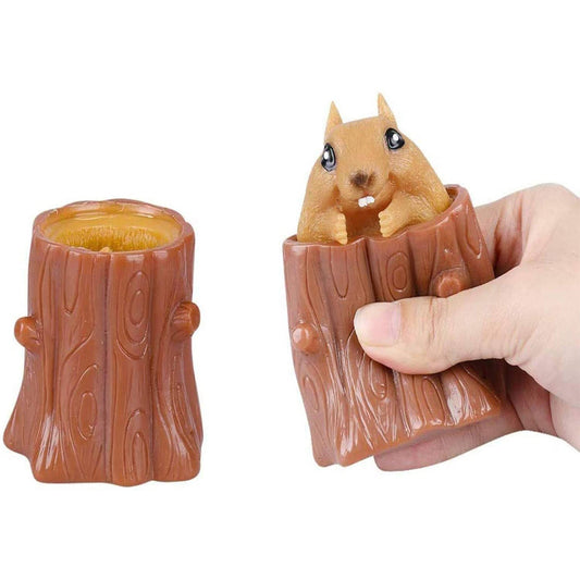 Brown Squeeze Pop out Fidget Toy - Squirrel Cup, fidget toy, squirrel cup, squishy