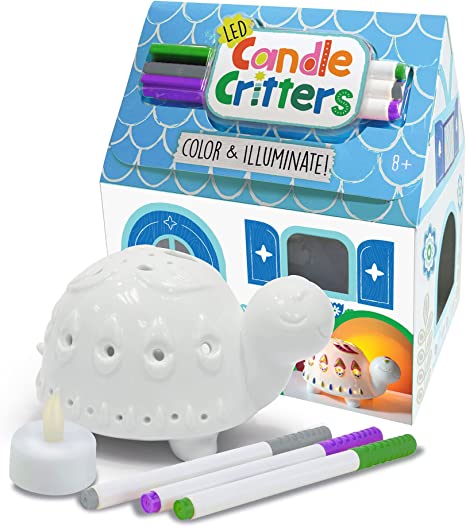 Bright Stripes LED Candle Critters Turtle, DIY, LED, ceramic turtle