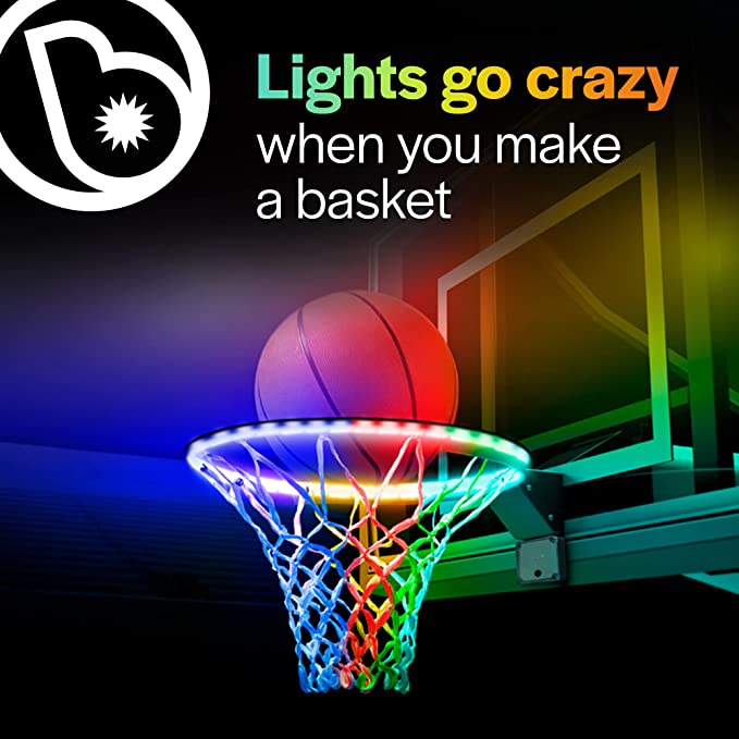 HOOP BRIGHTZ-COLOR MORPHING-Toys-Brightz Ltd-About this item MOTION ACTIVATED – designed and patented in the USA the LED basketball hoop light light by Brightz features motion detection technology that senses every time a ball passes through the basketball hoop and changes colors when you score LIGHTS GO CRAZY - celebrate every shot with a basketball rim light that goes crazy with each basket! The backboard sensor activates unique multicolor flashing color chaging styles keeps the game going long after the