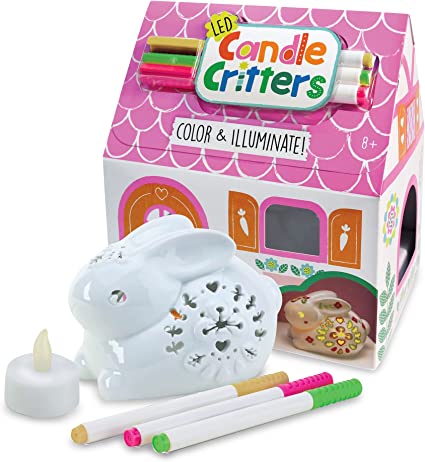 Bright Stripes LED Candle Critters Bunny, DIY, ceramic bunny