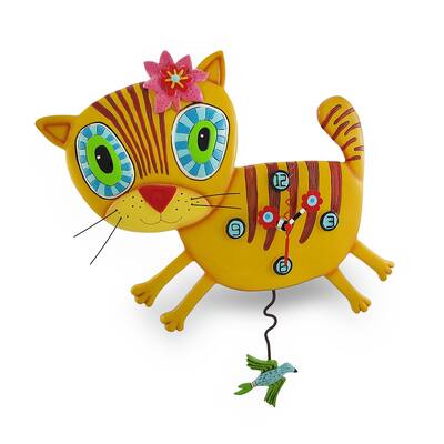 Allen Designs Kimi Kitty Pendulum Wall Clock, cat shaped clock, clock
