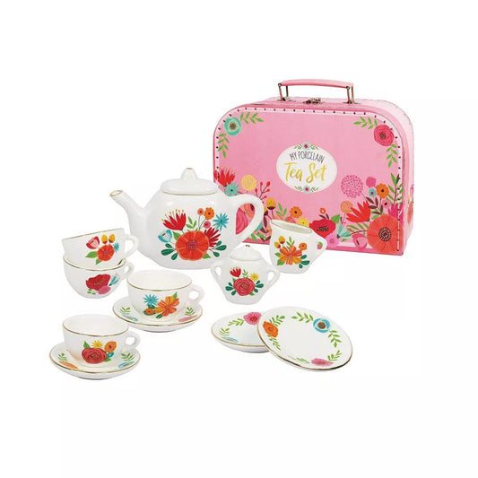 Bright Stripes Porcelain Tea Set, pink tea set, porcelain tea set