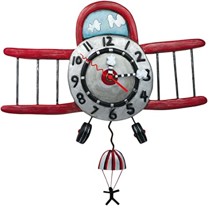 Allen Designs Airplane Jumper Pendulum Wall Clock