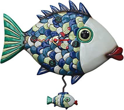 Allen Designs "Fishy Lips" Whimsical Pendulum Wall Clock