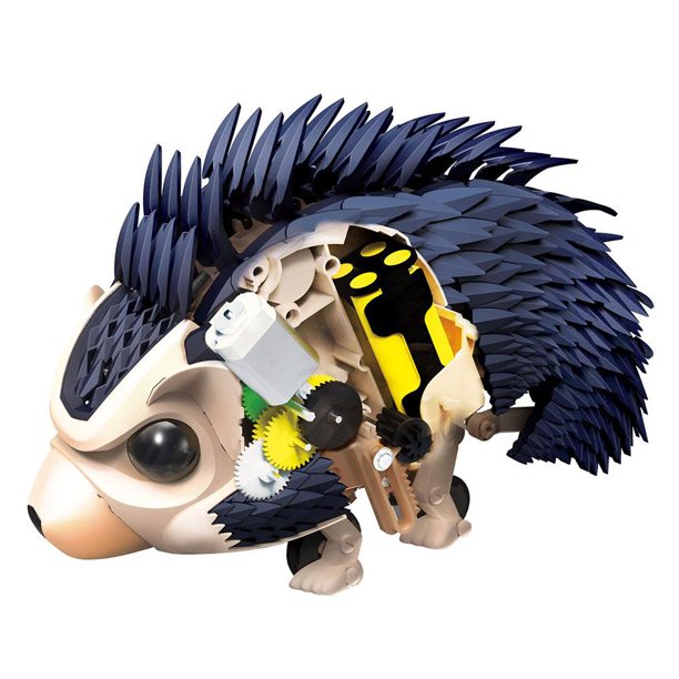 My Robotic Pet - Tumbling Hedgehog-Educational Toys-Thames & Kosmos-Build your own adorable robotic pet hedgehog! With the 172 building pieces in this kit, you can assemble a real robot that looks like a cute hedgehog. The robot has a built-in sound sensor and is programmed to react to different sounds. After you build it, you can play with it by making different sounds and watching it tumble, roll, spin around, bristle its spines, and scurry around. Clap once, and the hedgehog will roll into a ball and tum