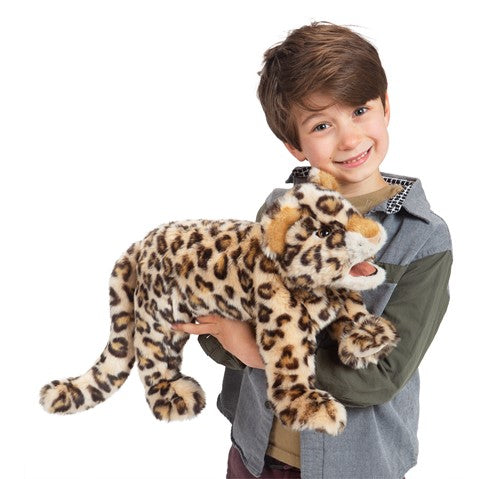 LEOPARD CUB-Toys-Folkmanis-Big cat lovers will delight in the stylish Folkmanis® Leopard Cub. Luxurious spotted fur, a long tail, and movable mouth brings this graceful and popular animal to life.-Kidz Toys