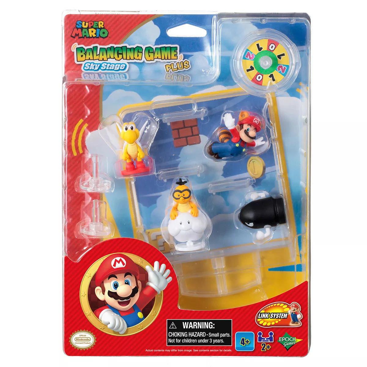 Packaged Super Mario Balancing Game with various Super Mario action figures displayed.