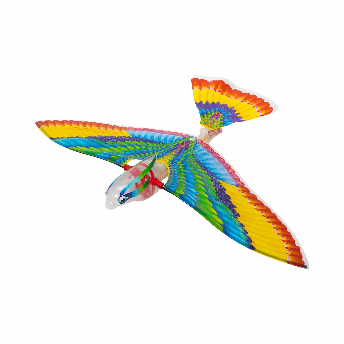 Tim Bird-Toys-Schylling-Watch this amazing bird fly over 150 feet just by flapping it’s wings! Powered by a wind up rubber motor, the Tim Bird continues to delight children and adults alike! Made of durable Mylar & Nylon construction and has a 15.5 wingspan. Details • This fun mechanical plastic bird that really flies by flapping its wings• It is about 8″ long and has a wingspan of 16″ tip to tip• Snap the wings in place, wind up the rubber band drive and toss it gently into the air on its maiden flight• It