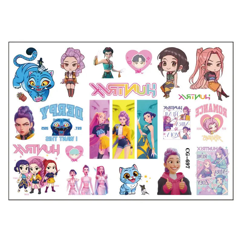 Kpop Demon Hunters Tattoo Stickers- Sheets
