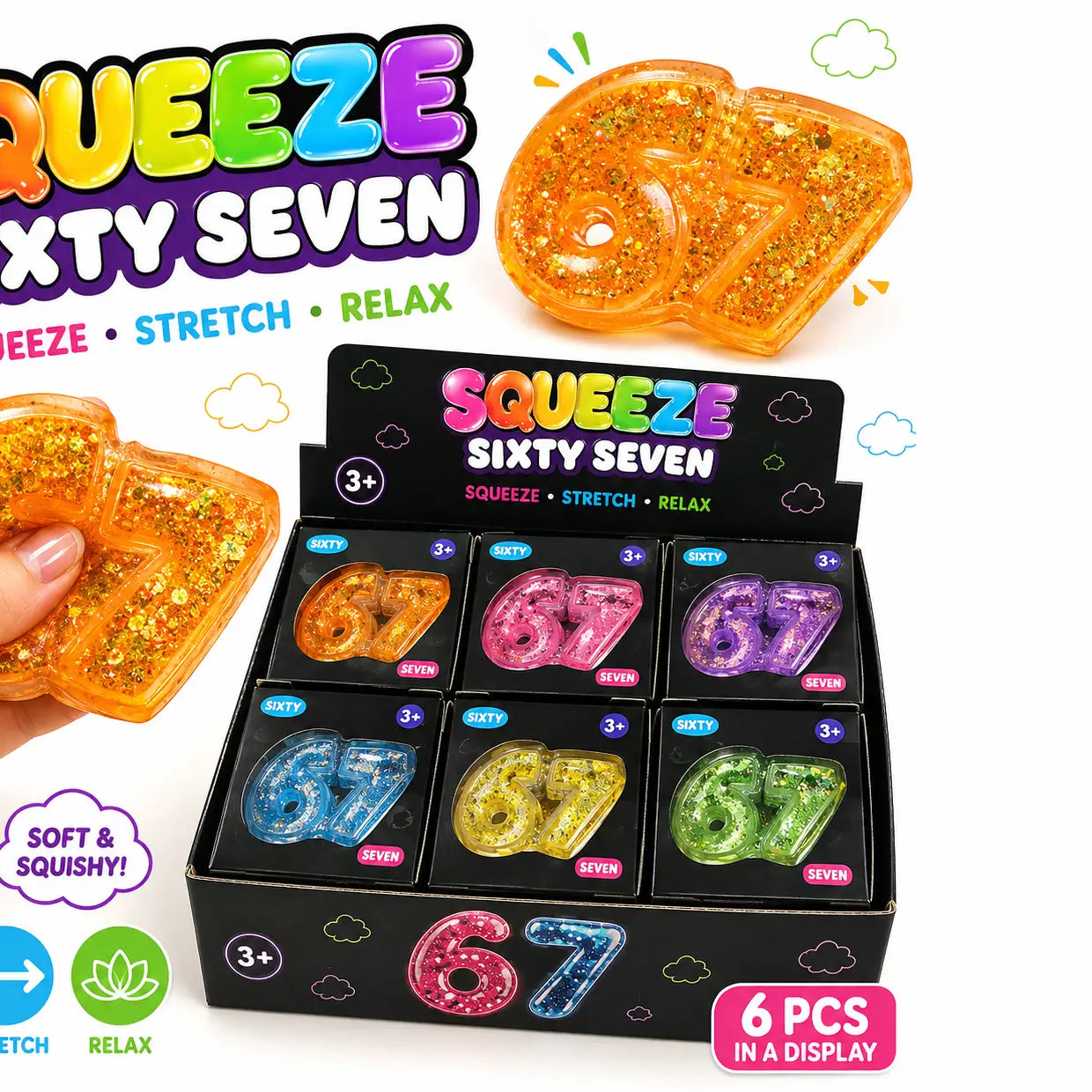 Six Seven squishy Glitter Maltose Squeeze Toy