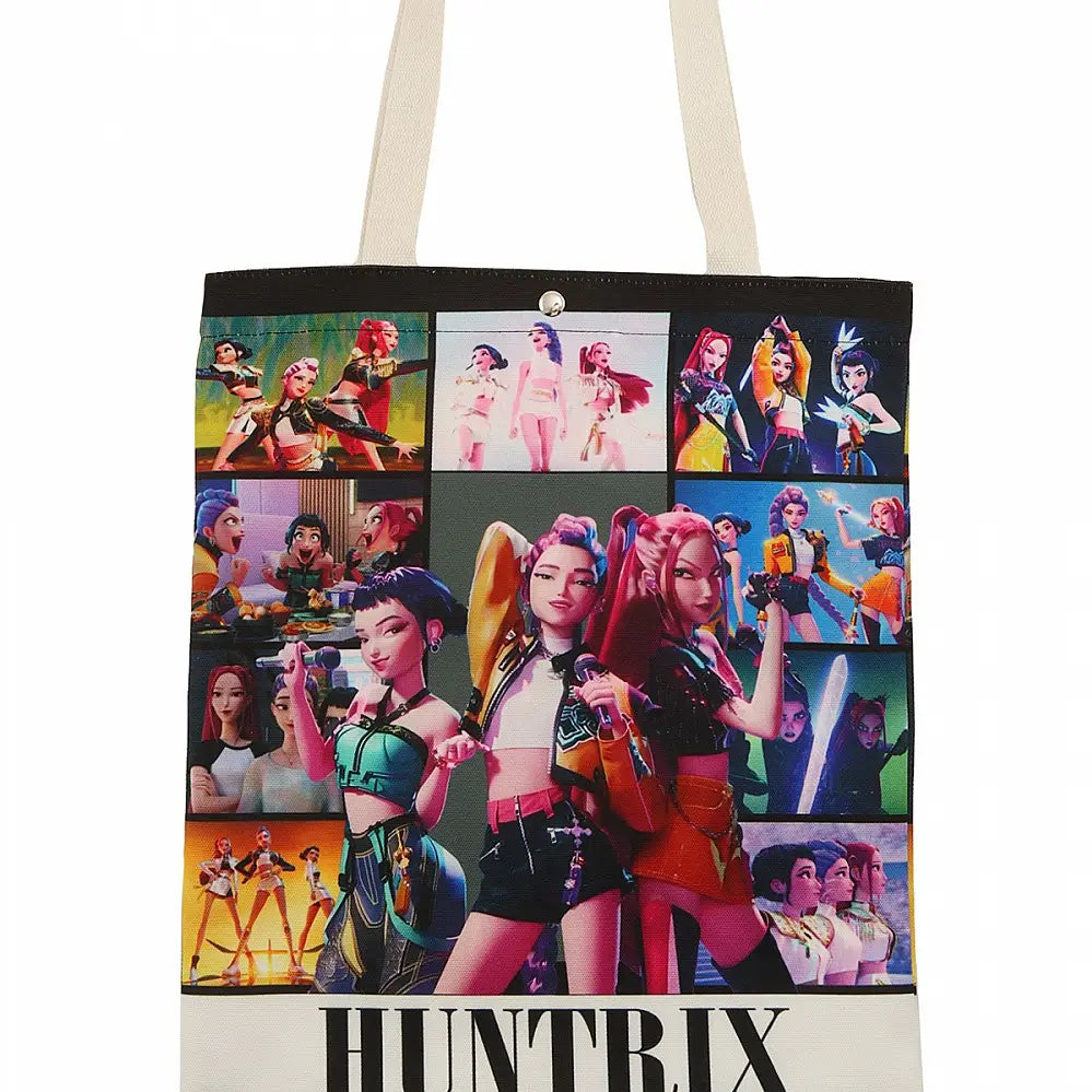 Black K-Pop Demon Hunter Kpop Rumi Mira Zoey Canvas Tote Bag