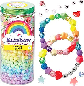 Bead Jewelry Jar Display - Rainbow