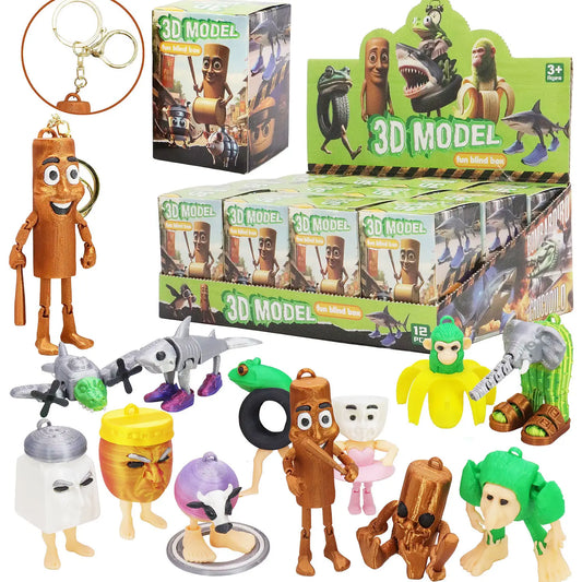 Brain Rot Meme 3d Print Articulated Key Chain - Blind Box