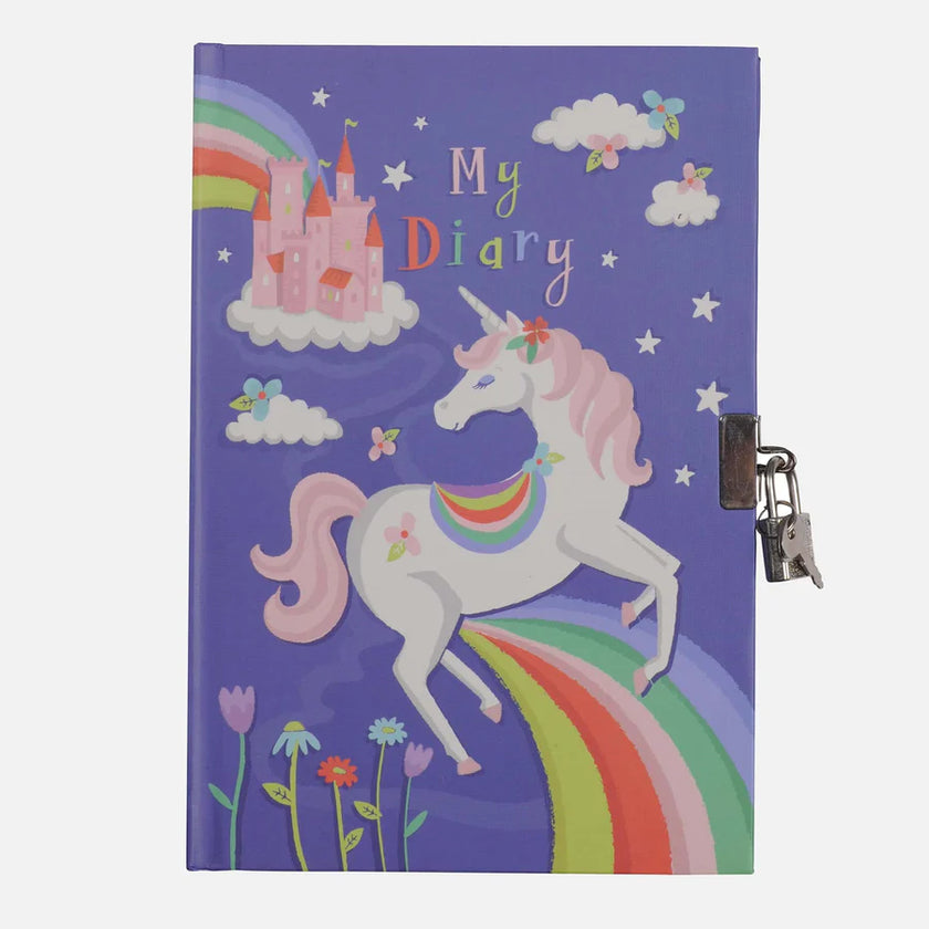 My Diary - Unicorn Rainbows-Toys-Tiger Tribe-Every child deserves a special place to jot down their secret thoughts, dreams, and aspirations. Tiger Tribe's hardcover Lockable Diaries contain 120 colorful pages, brimming with decorative embellishments and illustrations, guaranteed to keep your little ones inspired to fill the pages with their best memories. Each diary comes with its very own padlock and key, ensuring privacy and security. Sized at 14.5cm x 21.5cm, each compact diary is perfect for hiding und