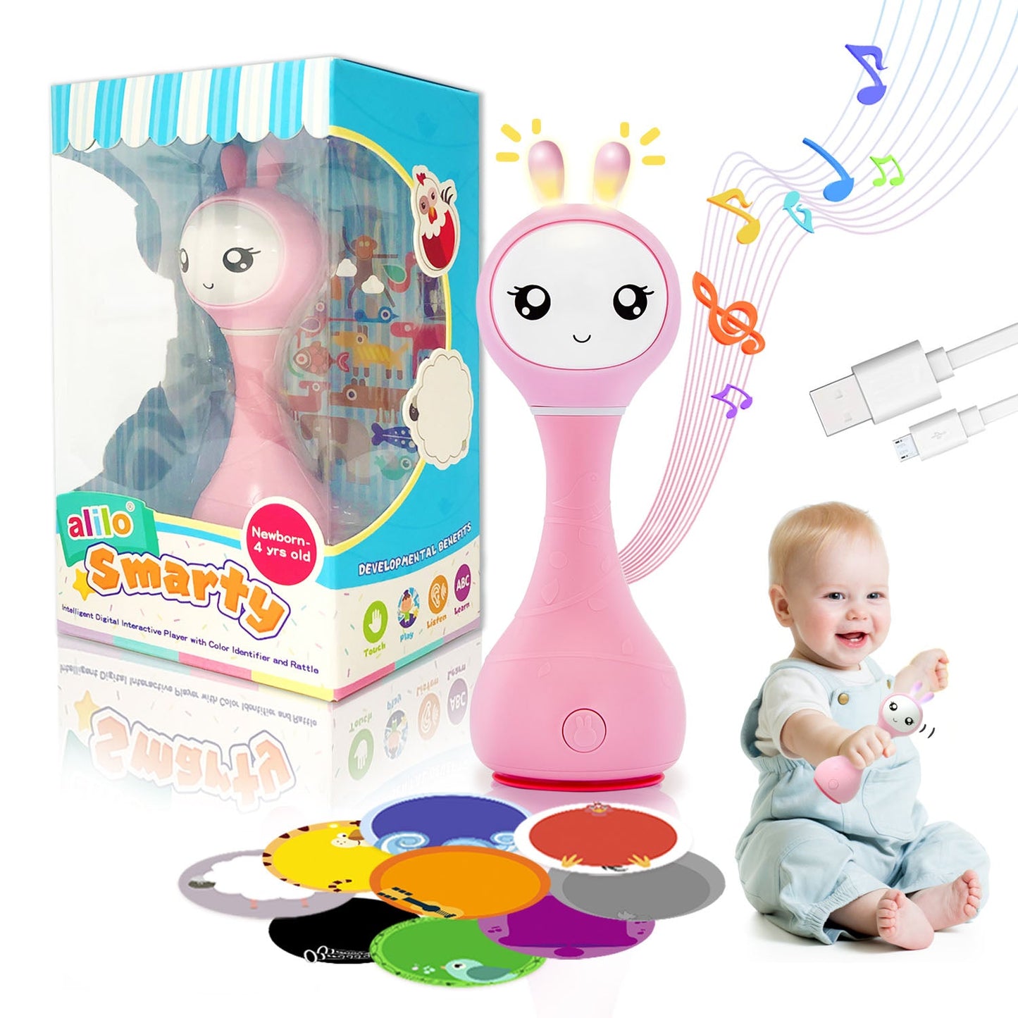 Alilo R1 Smarty - Shake & Tell Rattle w/ Music, Stories and Lullabies - Pink