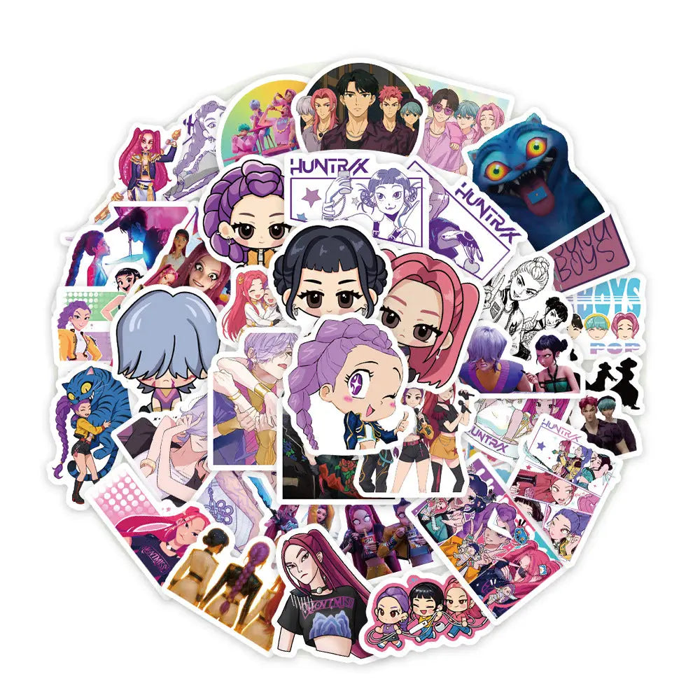 Trendy Stickers Kpop Demon Hunters Waterproof Stickers Pack of 74