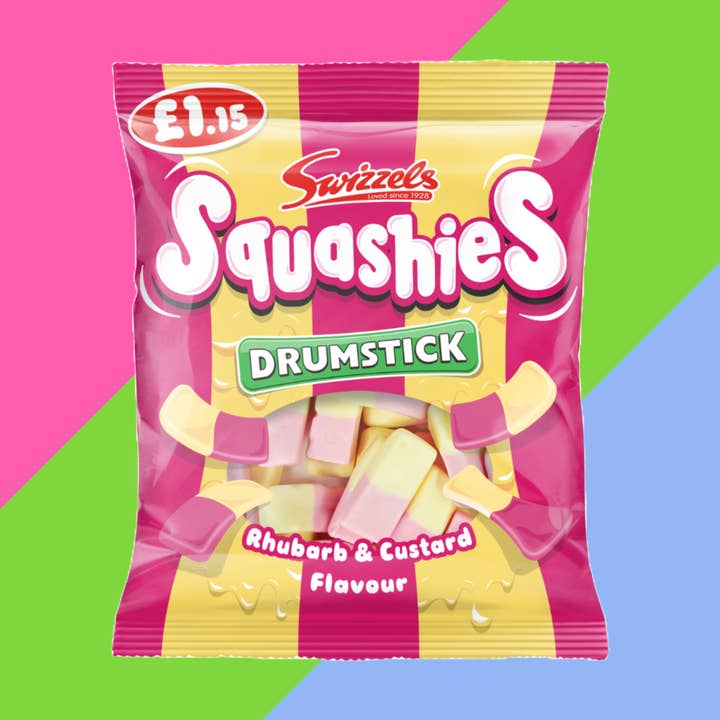 Swizzels Drumstick Squashies Rhubarb & Custard Flavour Bag, Swiftie Candy, Candy, Kidz Toys