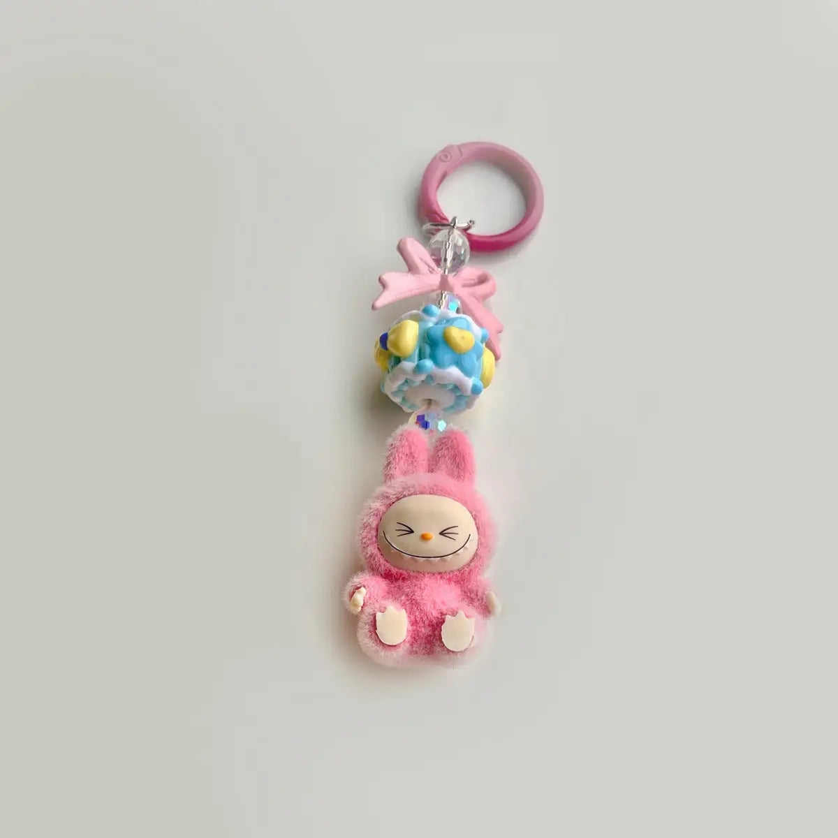 Labubu Flocked Mini Cute Monster Candy Keychain Bag Pendant