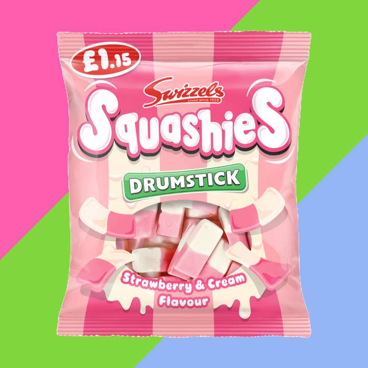 Swizzels Squashies Drumstick Strawberry & Cream Flavour Bag, Swedish Candy, Swiftie Candy, Candy, Kidz Toys