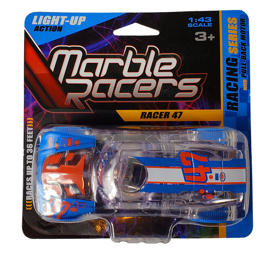 MARBLE RACER BLISTER PULLBACK RACING SERIES BLUE AND RED