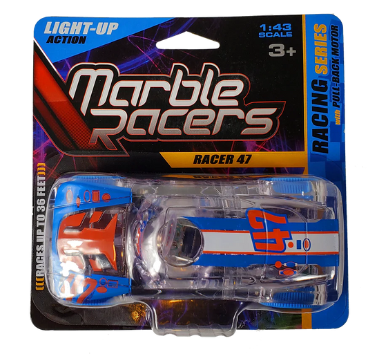 MARBLE RACER BLISTER PULLBACK RACING SERIES BLUE AND RED