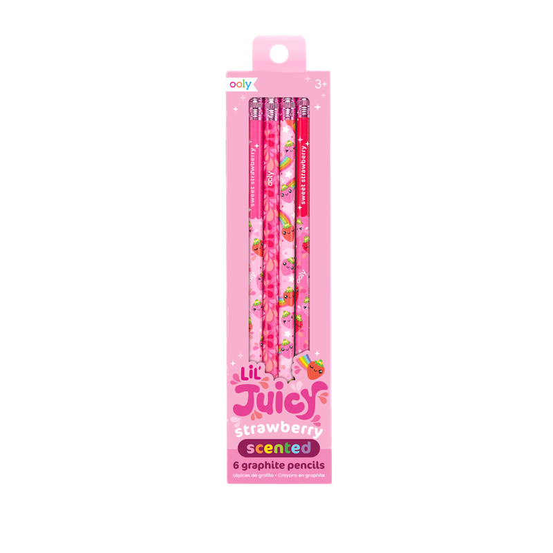 lil juicy scented graphite pencils - strawberry - set of 6