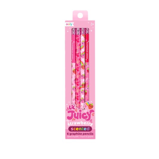 lil juicy scented graphite pencils - strawberry - set of 6