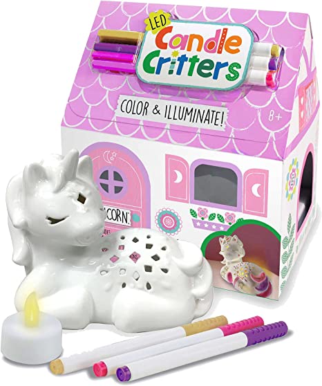 Bright Stripes LED Candle Critters Unicorn