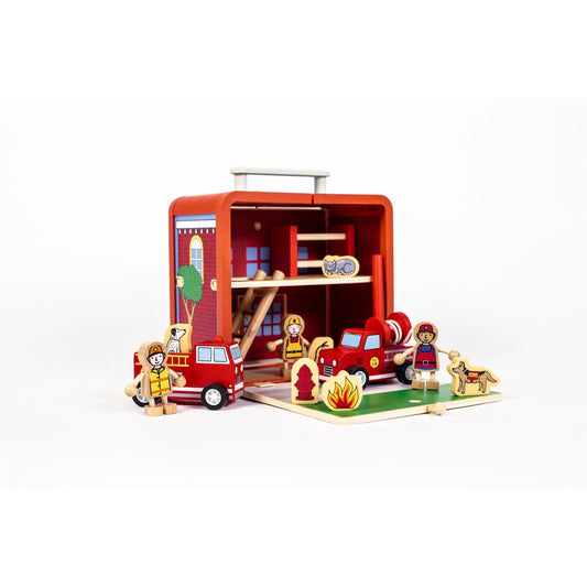 Fire House Pretend Play Suitcase with Accessories-Jack Rabbit-Kidz Toys